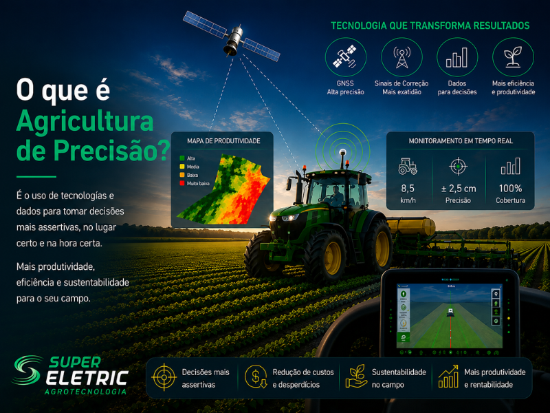 Infográfico Super Eletric sobre o que é Agricultura de Precisão e suas tecnologias